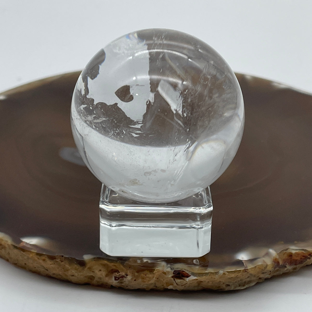 Good Grade Clear Quartz Sphere Ball with Clear Acrylic Stand Display | (164.83g | 46.0mm | 59.0mm | Catalyst, "King of Crystals" Ultimate Energy Amplifier, 360° Energy Harmonizer & Feng Shui Space Purifier)