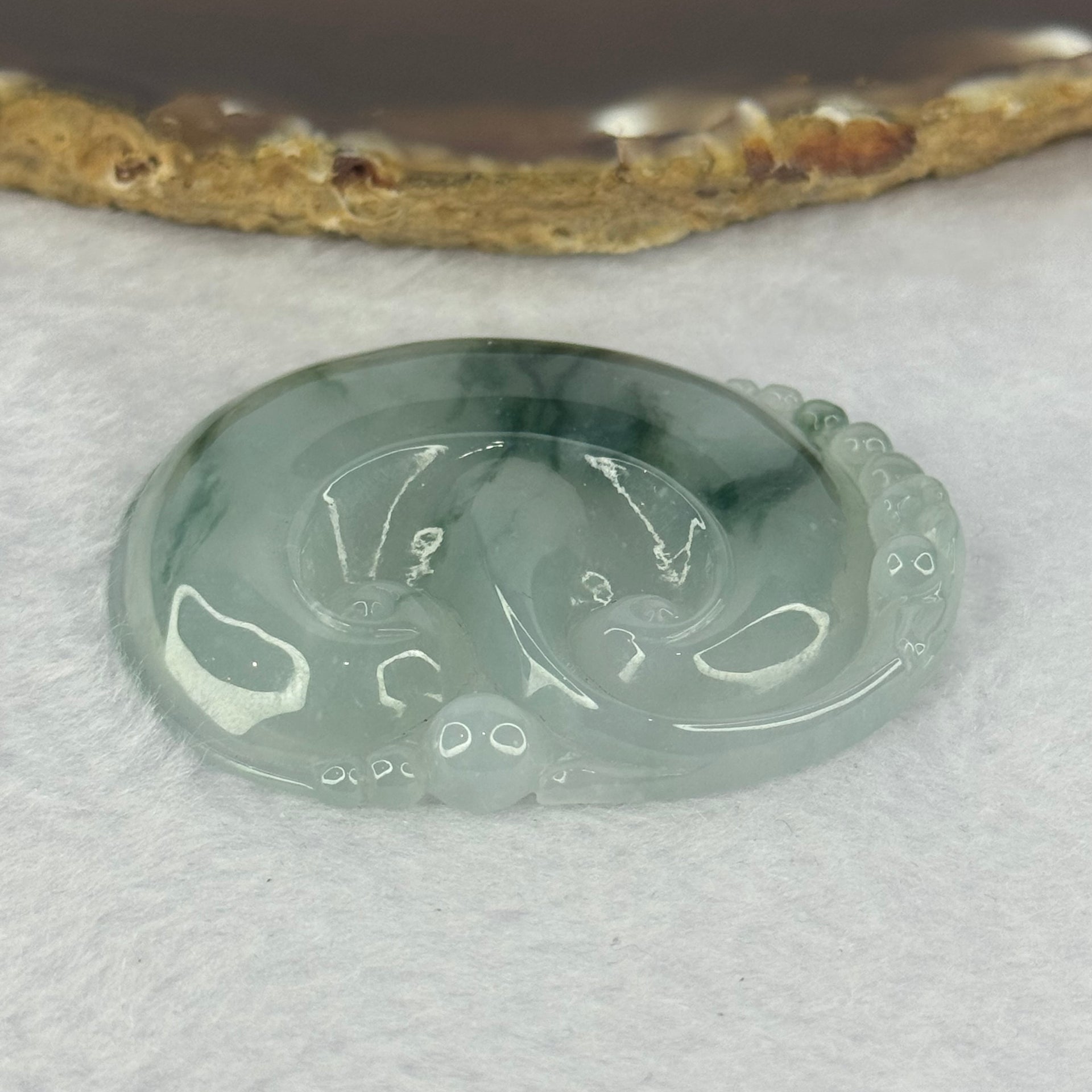Grandmaster Certified Type A Icy Light Green with Blueish Green Piao Hua Ruyi Pendent 28.04g 53.2 by 42.7 by 7.1mm - Huangs Jadeite and Jewelry Pte Ltd