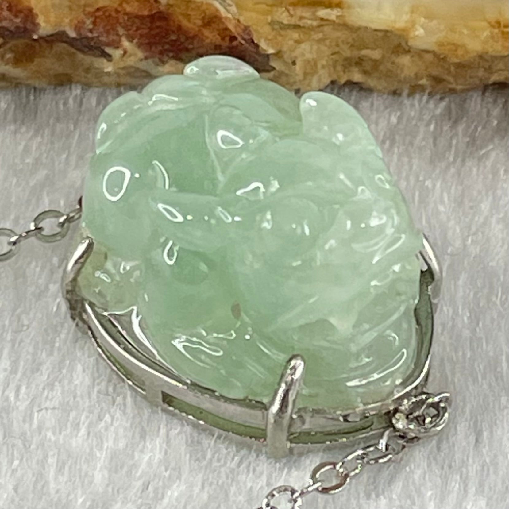 Type A Light Blueish Green Jadeite Male Pixiu in S925 Sliver Bracelet 5.79g 16.8 by 13.1 by 9.9mm - Huangs Jadeite and Jewelry Pte Ltd