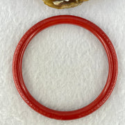 Natural Red Cinnabar Bangle with Inscription Inner Diameter 59.6mm 17.34g 6.3 by 6.3mm - Huangs Jadeite and Jewelry Pte Ltd