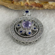 Natural Purple with Colorless and Blue Cubic Zirconia Beads Pendant in S925 Sliver 6.99g 6.0 by 2.0mm - Huangs Jadeite and Jewelry Pte Ltd