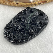 Type A Opaque to Partial Translucent Black Omphacite Jadeite Snake Pendant 24.70g 59.7 by 40.1 by 8.5mm - Huangs Jadeite and Jewelry Pte Ltd