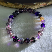Good Grade Natural Blackcurrant Super 7 Beads Bracelet 12.59g 14cm 7.3mm 24 Beads - Huangs Jadeite and Jewelry Pte Ltd