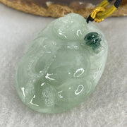 Type A Light Green with Dark Green Spot Jadeite Milo Buddha Pendant 37.98g 48.2 by 34.5 by 12.6mm - Huangs Jadeite and Jewelry Pte Ltd