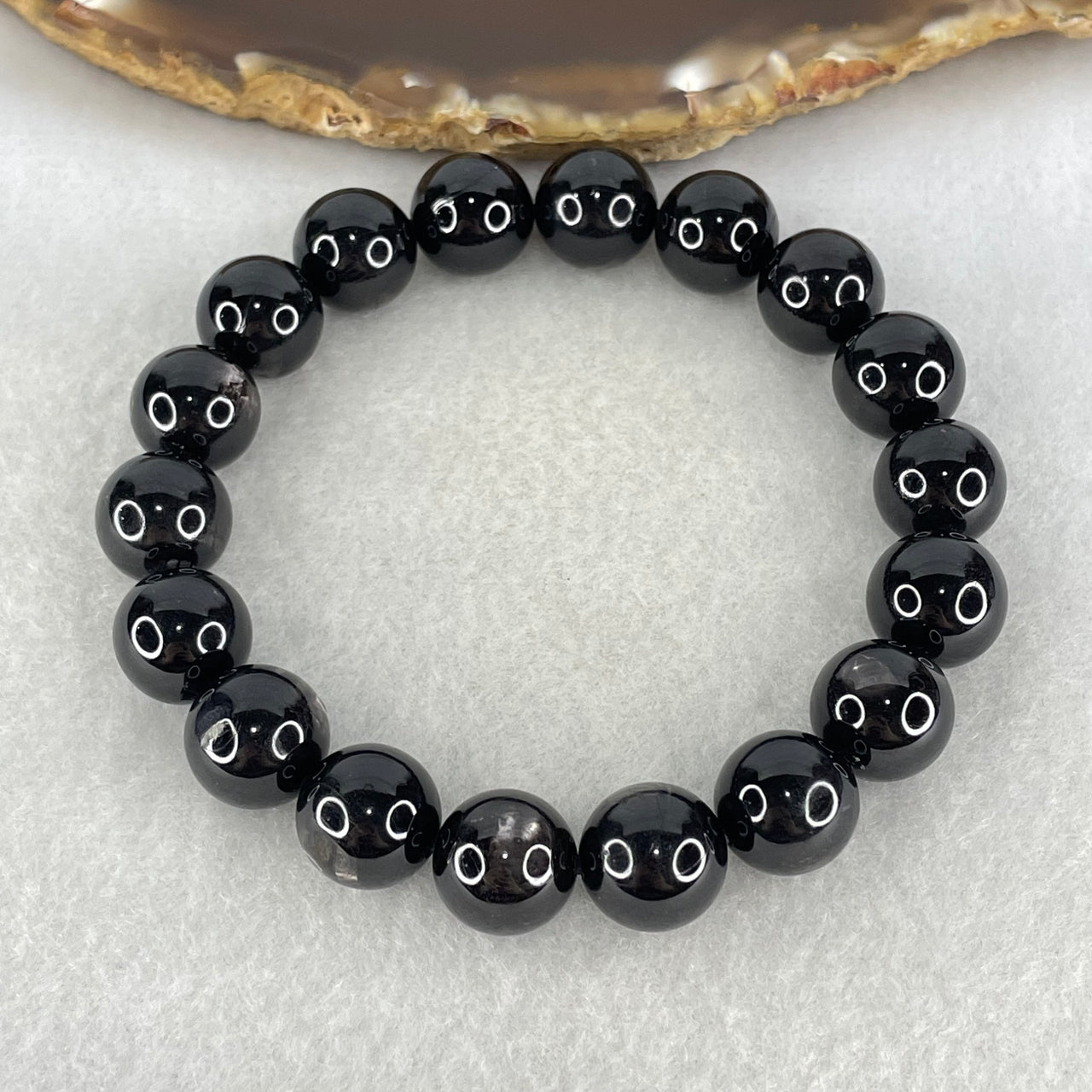 Good Grade Natural Hypersthene Beads Bracelet 50.64g 18cm 11.7mm 18 Beads - Huangs Jadeite and Jewelry Pte Ltd