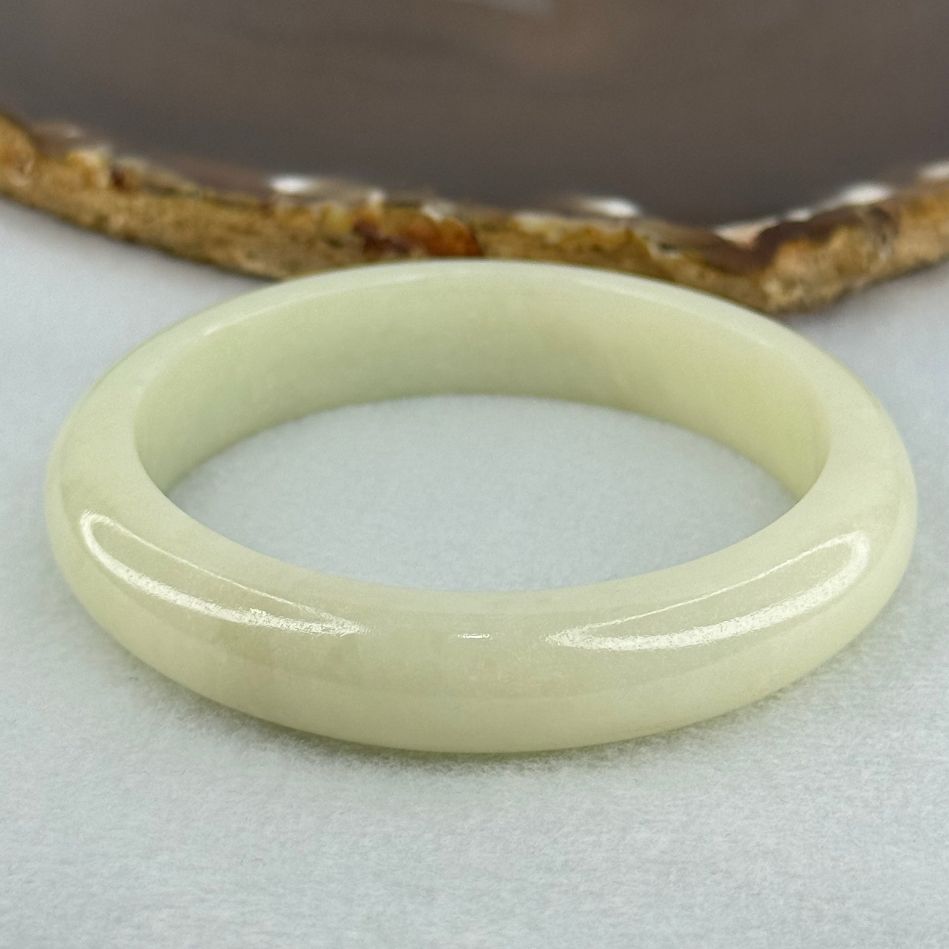 Type A Light Green Jadeite Bangle Internal Diameter 57.5mm 57.45g 12.8 by 8.4mm (Very Slight External Rough) - Huangs Jadeite and Jewelry Pte Ltd