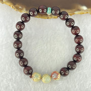Natural Blood Rosewood with Variscite Beads Bracelet 天然血檀寿山石手链 8.10g 15cm 8.7mm 3 Beads 8.5mm 18 Beads - Huangs Jadeite and Jewelry Pte Ltd