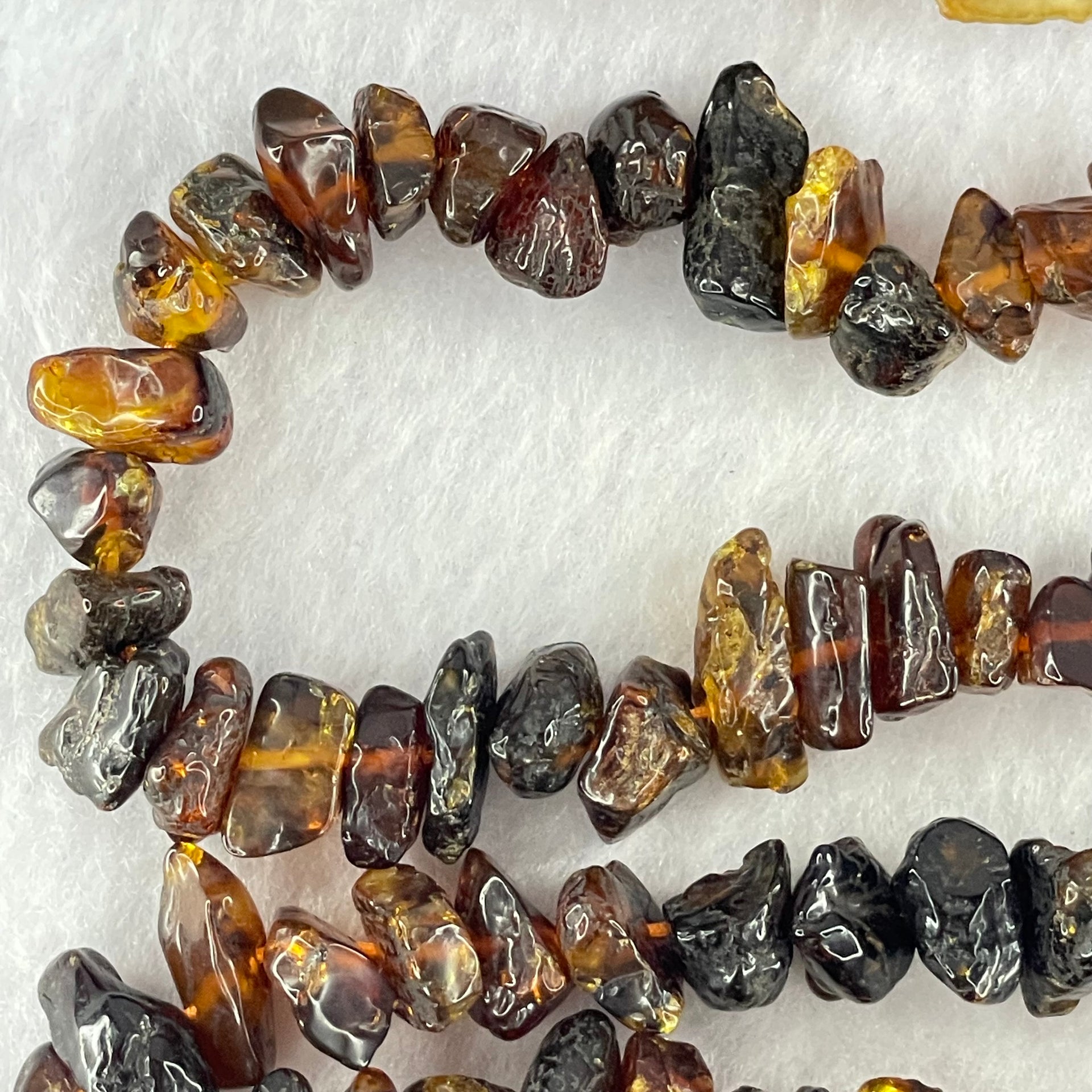 Natural Cognac Amber Beads Irregular Bracelet 34.60g 70cm 14.1 by 8.5 by 5.9mm to 7.8 by 7.1 by 4.9mm 139 Beads - Huangs Jadeite and Jewelry Pte Ltd