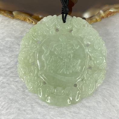 Certified Type A Light Green Jadeite 6 Pixius 赢 (Win) with Ruyi and Prosperity Coin Pendent 24.89g 50.2 by 5.4 mm - Huangs Jadeite and Jewelry Pte Ltd