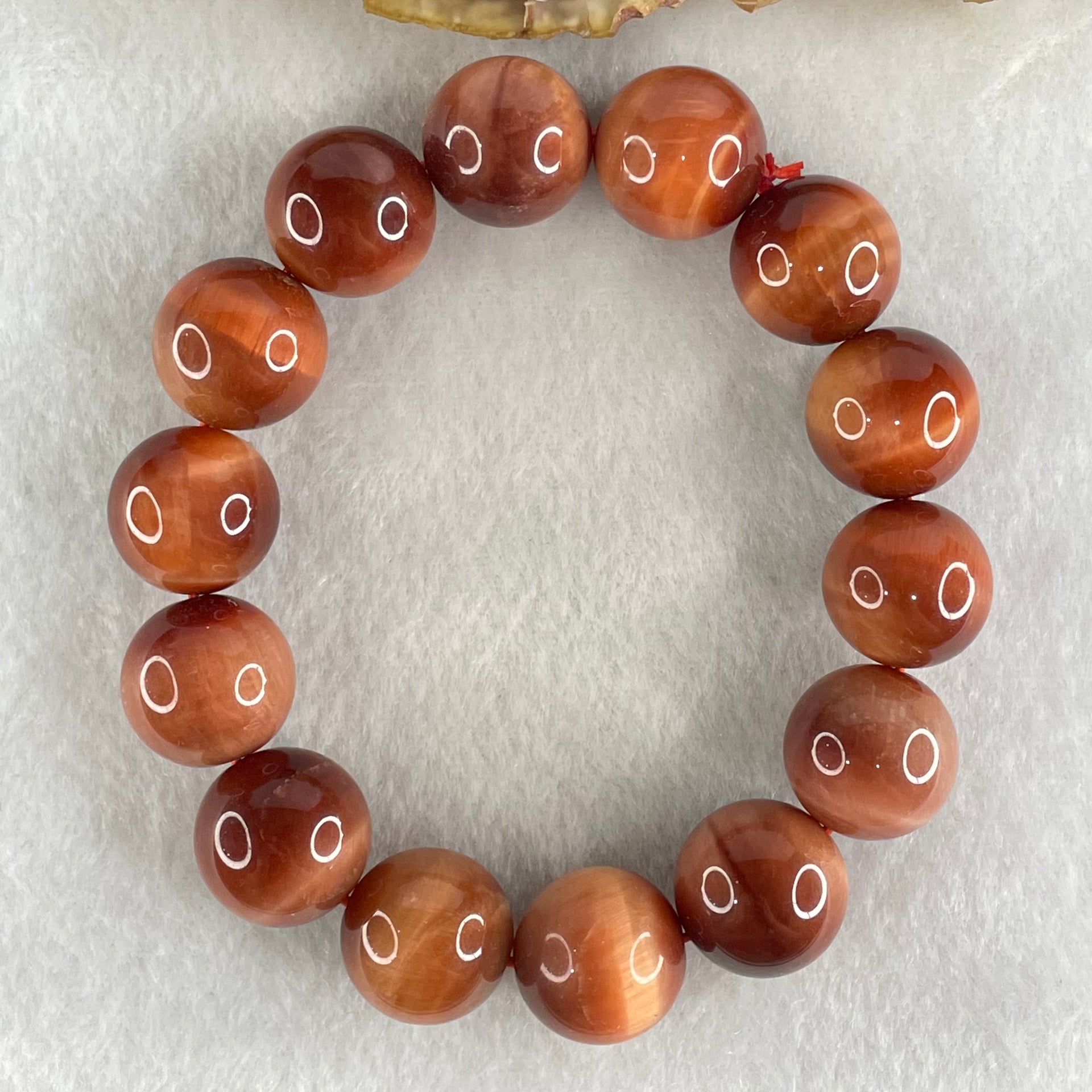 Natural Red Tiger's Eye Quartz Beads Bracelet 82.05g 17.5cm 16.4mm 14 Beads - Huangs Jadeite and Jewelry Pte Ltd