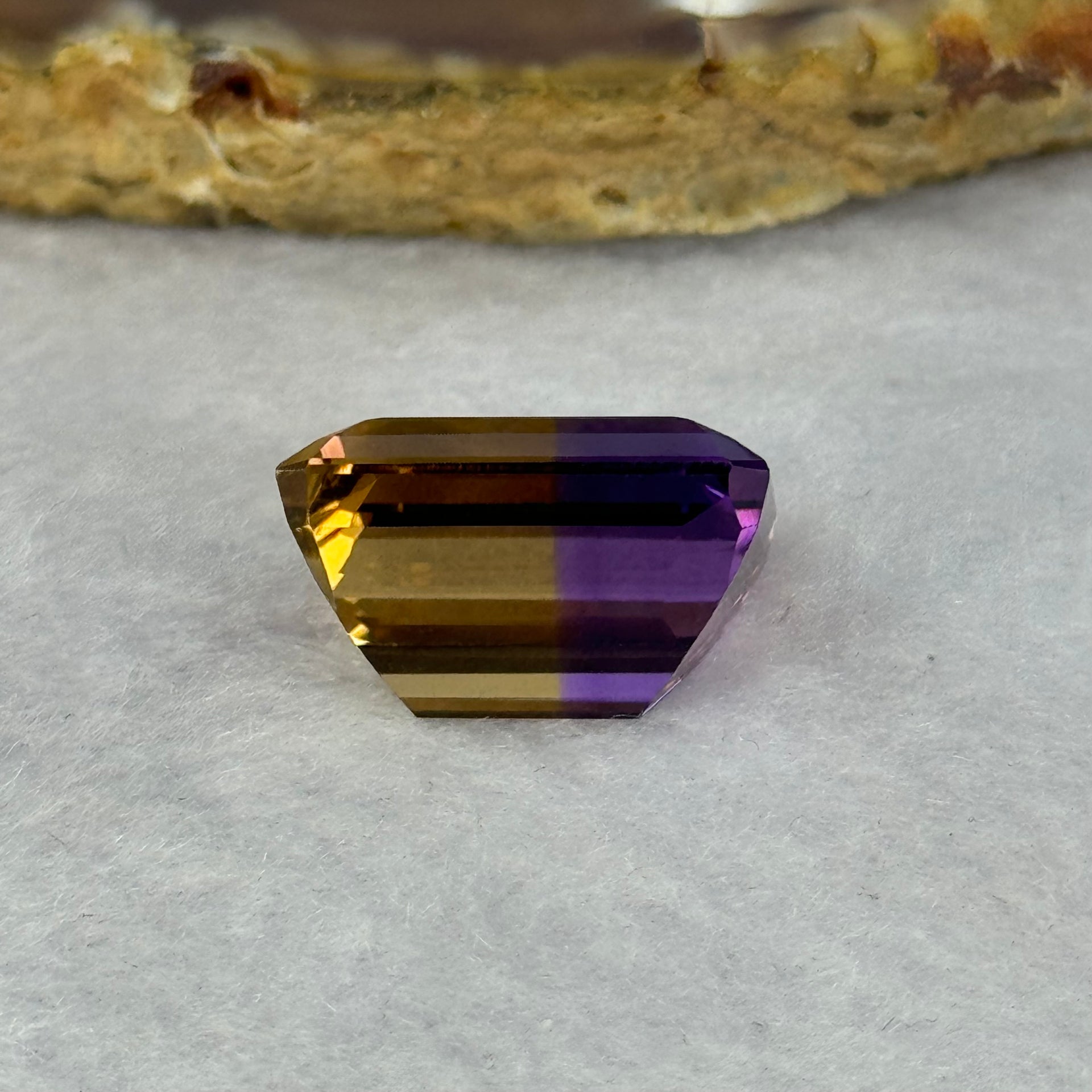 Natural Faceted Ametrine Parallelogram Shape 17.48ct 16.8 by 13.5 by 10.1mm - Huangs Jadeite and Jewelry Pte Ltd