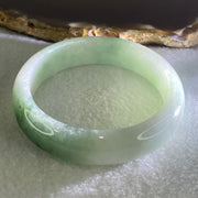 Type A Light Blueish Green with Blueish Green Oval Jadeite Bangle 40.32g Inner Diameter 53.3mm 12.8 by 6.6mm (Close to Perfect) - Huangs Jadeite and Jewelry Pte Ltd