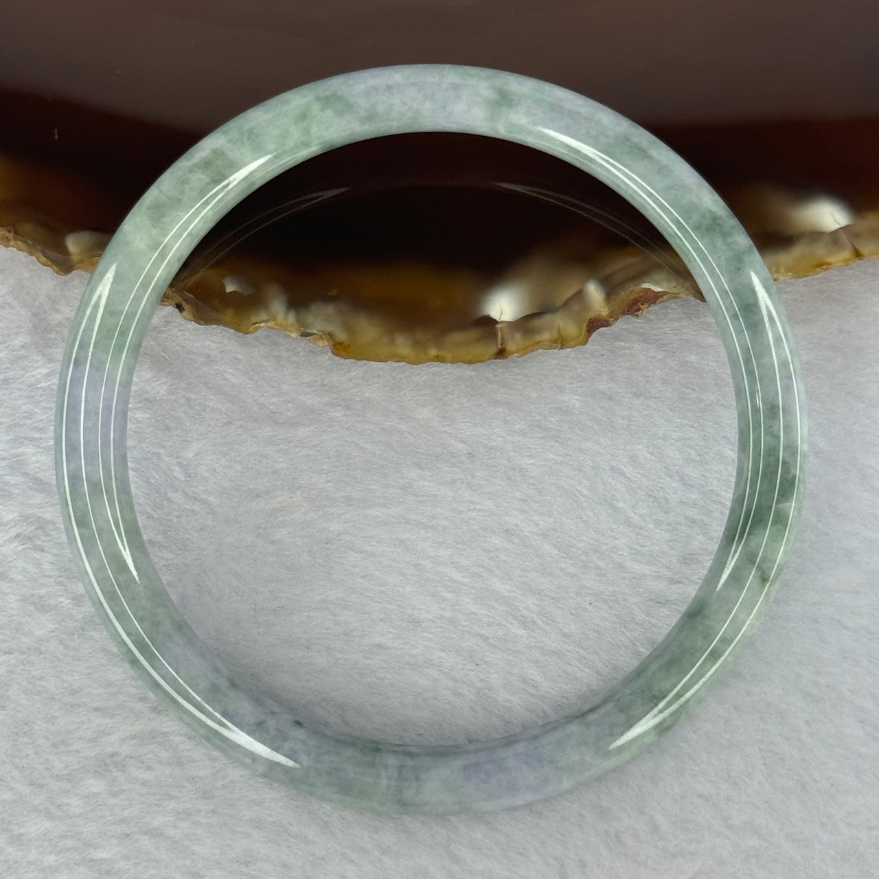 Type A Deep Lavender with Green Piao Hua Jadeite Bangle 22.69g Internal Diameter 59.4mm 6.5 by 7.2mm (Internal Line) - Huangs Jadeite and Jewelry Pte Ltd