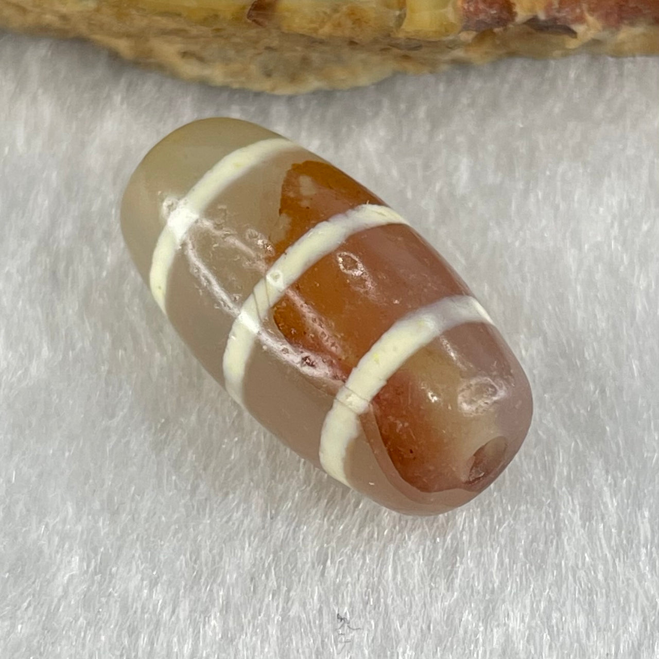 Natural Powerful Tibetan Old Oily Agate 3-Lines Dzi Bead Heavenly Master (Tian Zhu) 三行天诛 3.30g 20.1 by 10.5mm - Huangs Jadeite and Jewelry Pte Ltd