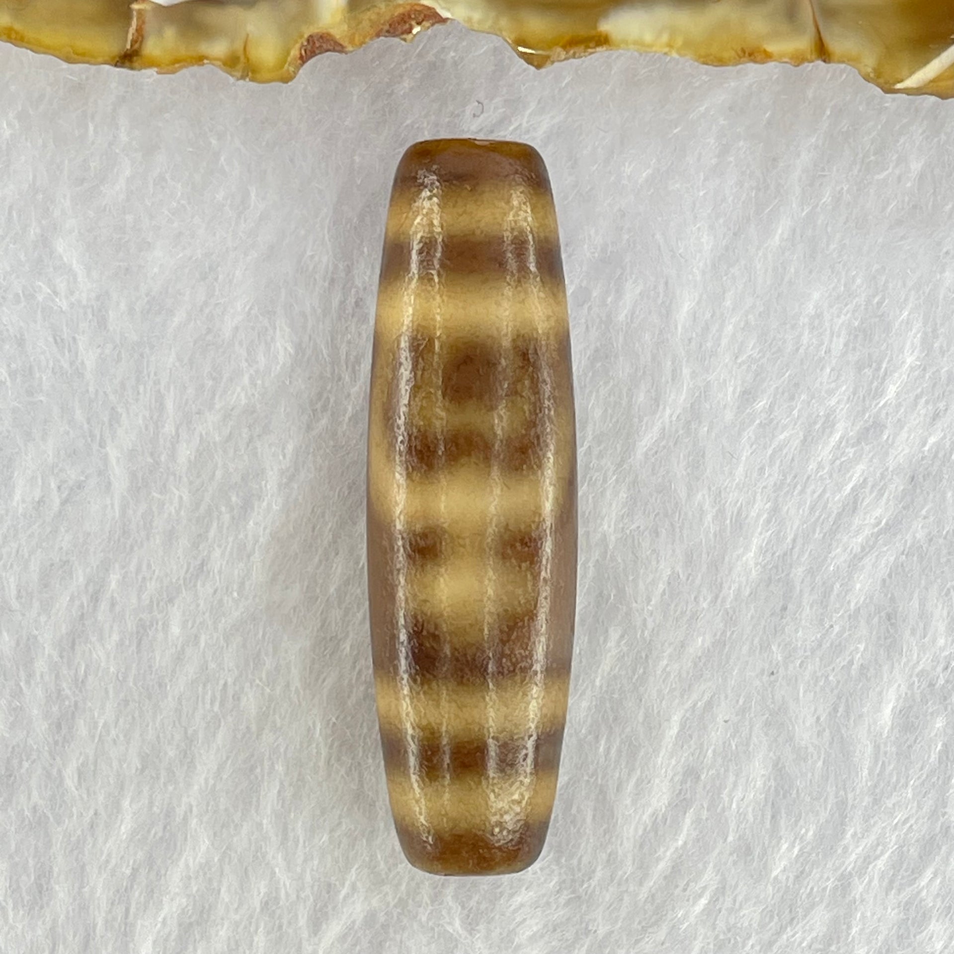 Natural Powerful Tibetan Old Oily Agate Double Nectar Vessel Dzi Bead Heavenly Master (Tian Zhu) 花蜜容器眼天珠 7.49g 39.3 by 11.3mm - Huangs Jadeite and Jewelry Pte Ltd