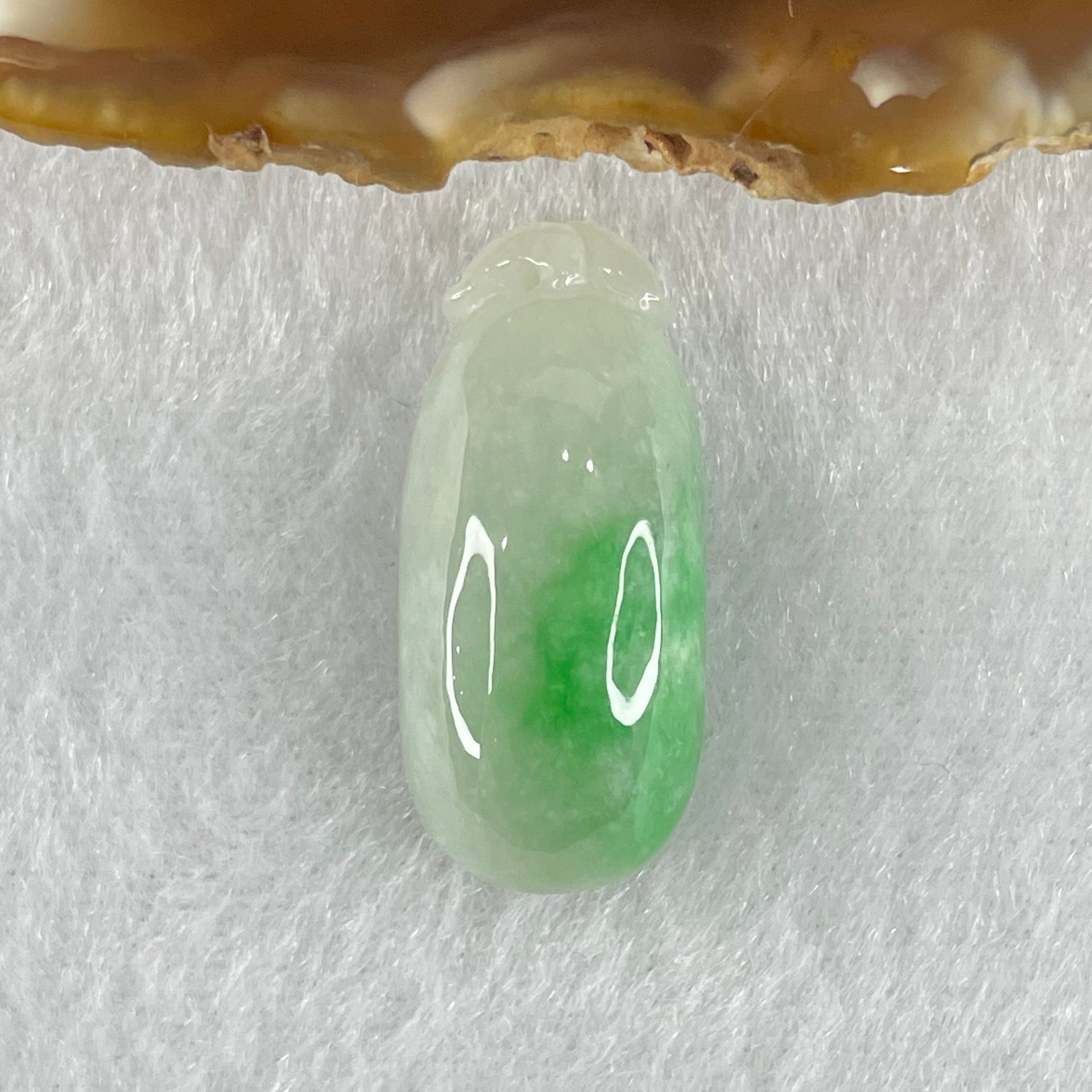 Type A Faint Lavender Green with Apple Green Vein Jadeite Melon Pendant 6.39g 26.6 by 12.1 by 9.9mm - Huangs Jadeite and Jewelry Pte Ltd