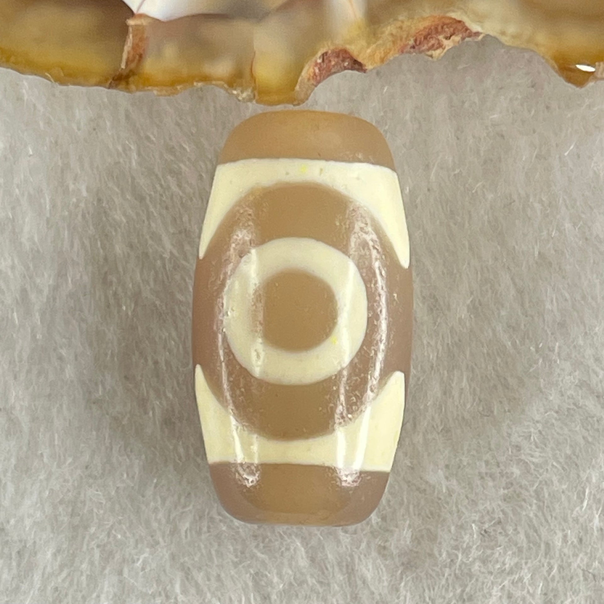 Natural Powerful Tibetan Old Oily Agate 3 Eyes Dzi Bead Heavenly Master (Tian Zhu) 三眼天诛 3.36g 19.9 by 10.6mm - Huangs Jadeite and Jewelry Pte Ltd