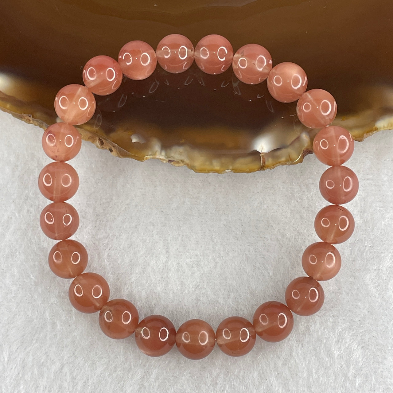 Good Grade Natural Moonstone Bead Bracelet | Ethereal Luminous Gemstone Stretch Bracelet (17.18g | 15.5cm | 8.3mm Beads | 23 Beads)
