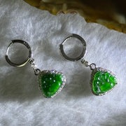 Type A Icy Green Omphasite Jadeite Milo S925 Sliver Earrings 3.64g by 8.7 by 10.6 by 2.5mm  2pcs - Huangs Jadeite and Jewelry Pte Ltd