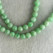 Good Grade Type A Apple Green with Emerald Green Piao Hua Jadeite Beads Necklace 55.48g 54cm 7.1 to 8.2mm 73 Beads - Huangs Jadeite and Jewelry Pte Ltd