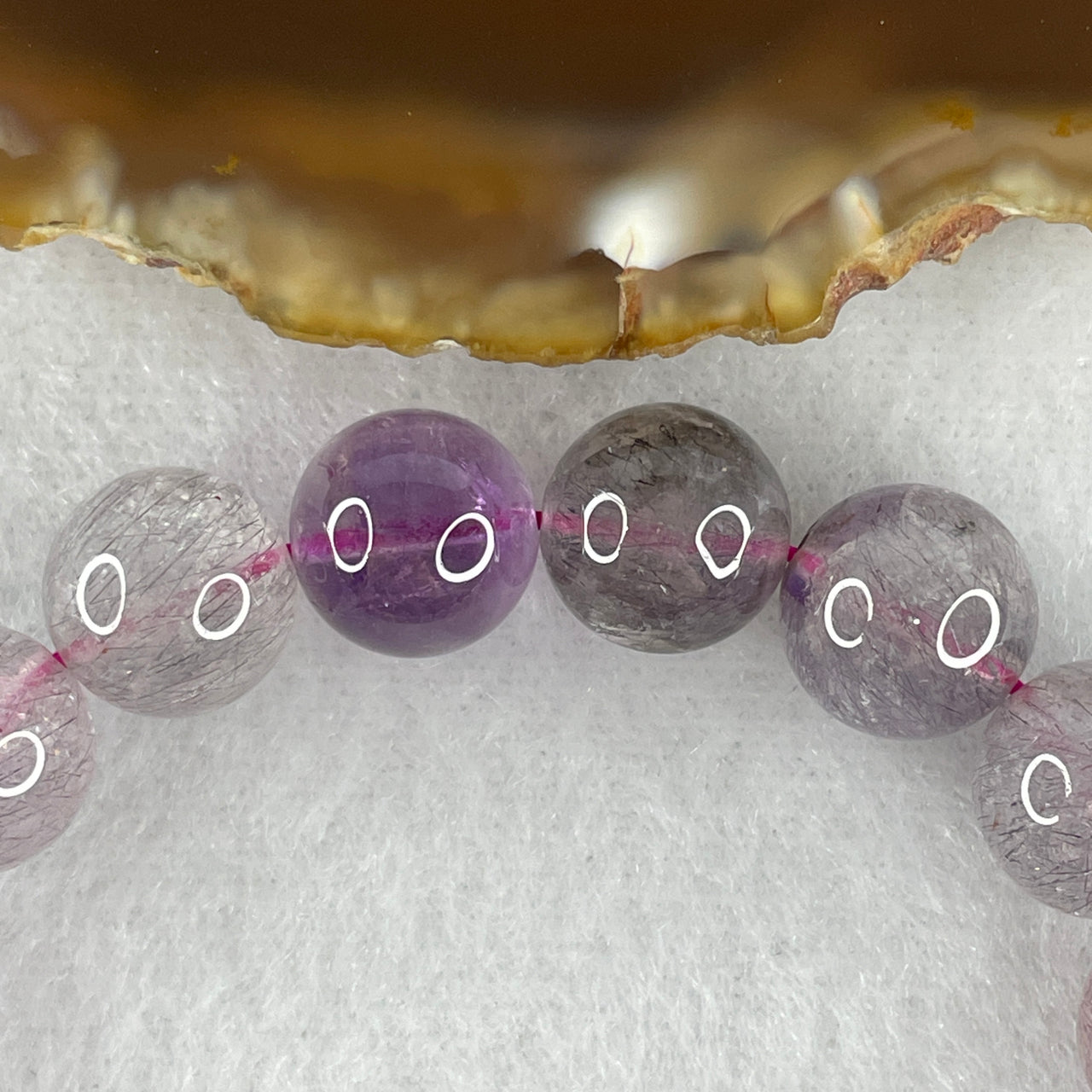 Certified Above-Average Grade Natural Super 7 Crystal Beads Bracelet | Bold High-Mass Showcase Strand | Authentic Sacred Seven Multi-Mineral Inclusions Quartz Spiritual Catalyst & Auric Shield Bracelet (30.86g | 16cm Length | 10.6mm | 19 Beads)