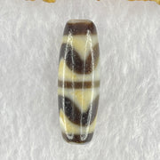 Natural Powerful Tibetan Old Oily Dark Brown White Yellow Agate Double Tiger Tooth Daluo Dzi Bead Heavenly Master (Tian Zhu) 双虎呀天诛 9.79g 37.6 by 13.0mm - Huangs Jadeite and Jewelry Pte Ltd