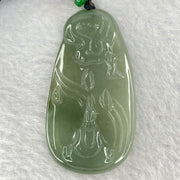 Type A Blueish Green Jadeite Benefactor Pendent 12.10g 48.0 by 26.0 by 4.2mm - Huangs Jadeite and Jewelry Pte Ltd