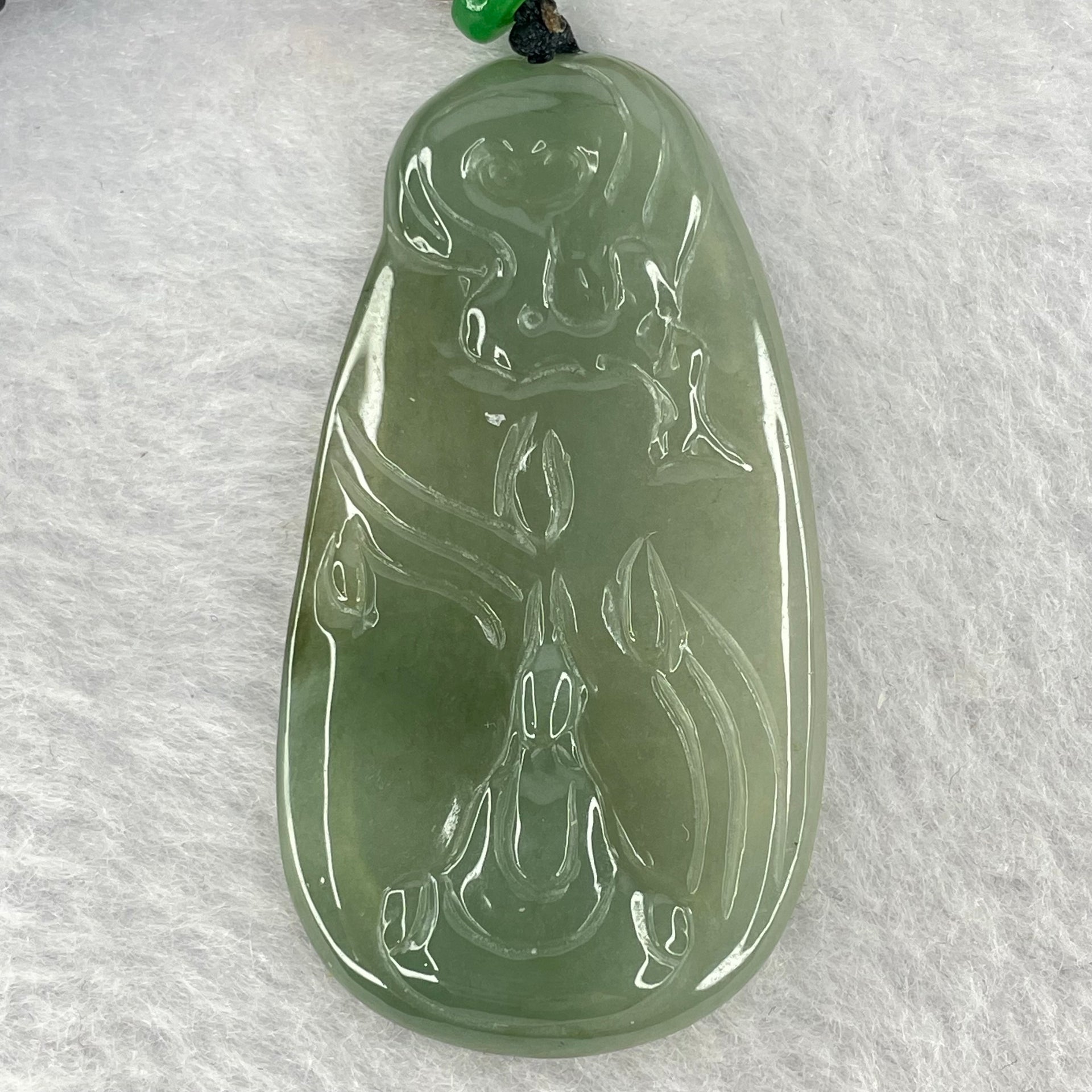 Type A Blueish Green Jadeite Benefactor Pendent 12.10g 48.0 by 26.0 by 4.2mm - Huangs Jadeite and Jewelry Pte Ltd