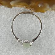Natural Type A Semi Icy Faint Green Jadeite Oval Shape Cabouchon in S925 Silver Ring (Adjustable Size) 1.18g 8.8 by 6.4 by 3.0mm - Huangs Jadeite and Jewelry Pte Ltd
