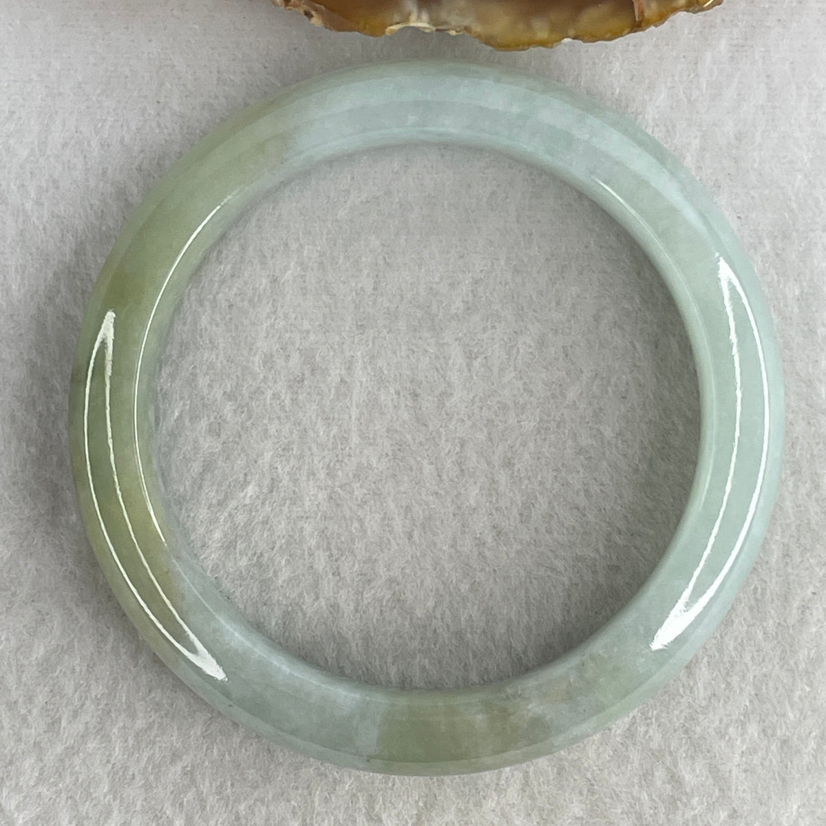 Certified Natural Type A Sky Blue & Yellowish Spot Jadeite Bangle | (47.46g | 53.7mm Inner Diameter | 11.1mm x 8.3mm | Close to Perfect | Throat, Solar Plexus, Crown & Heart Chakra Synergy, Wisdom & Wealth Magnet Anchor) - Huangs Jadeite and Jewelry Pte Ltd