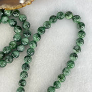 Type A Blueish Green with Light Green Piao Hua Jadeite Beads Necklace 79.31g 74cm 8.0mm 98 Beads - Huangs Jadeite and Jewelry Pte Ltd