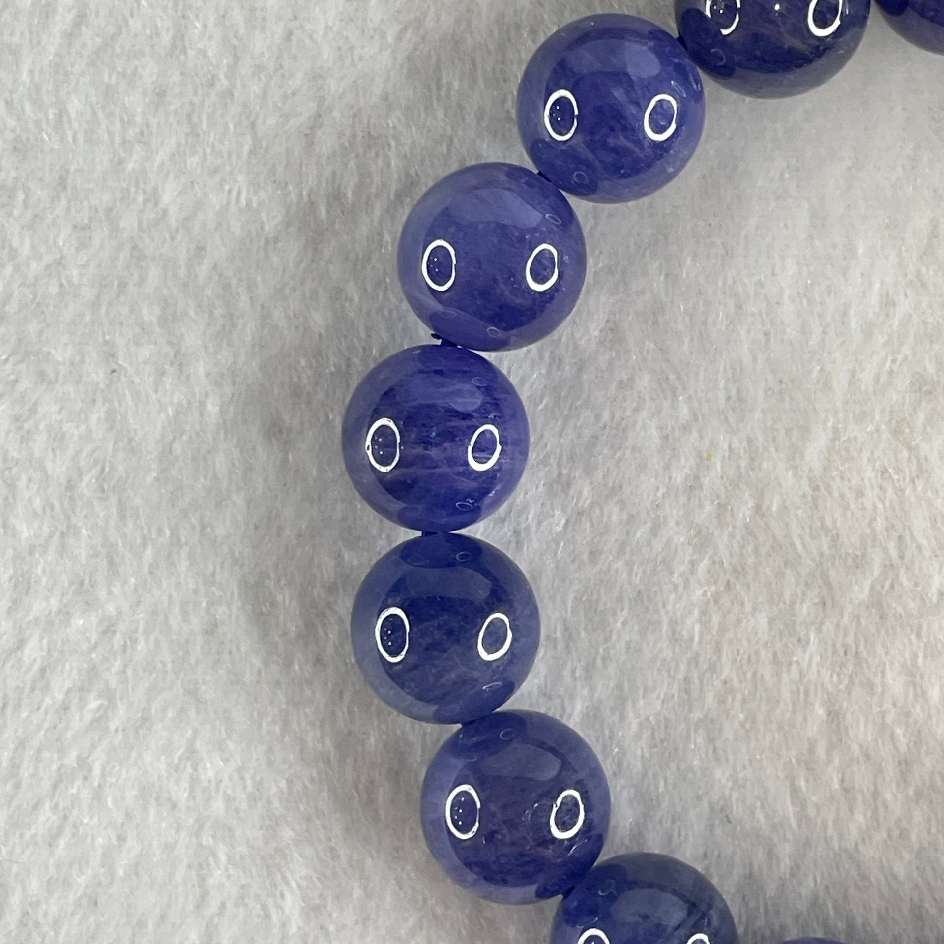 Good Grade Natural Blue Tanzanite Beads Bracelet 45.98g 15.5cm 11.8mm 17 Beads - Huangs Jadeite and Jewelry Pte Ltd