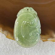 Type A Icy Blueish Green with Dark Green and Yellow Patches Jadeite Ruyi Pendant 8.36g 38.8 by 25.9 by 4.6mm - Huangs Jadeite and Jewelry Pte Ltd