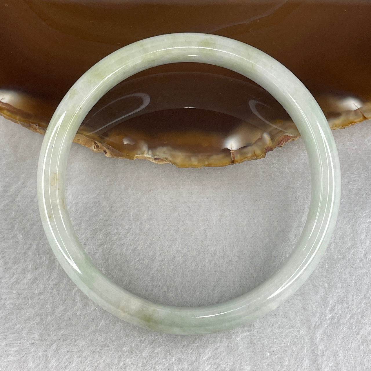 59.8mm Genuine Jadeite Bangle Type A - Green Floating Flowers - 42.59g Natural Light Green Jadeite Jewelry 11.7x6.8mm Wide (Slight Internal Lines)