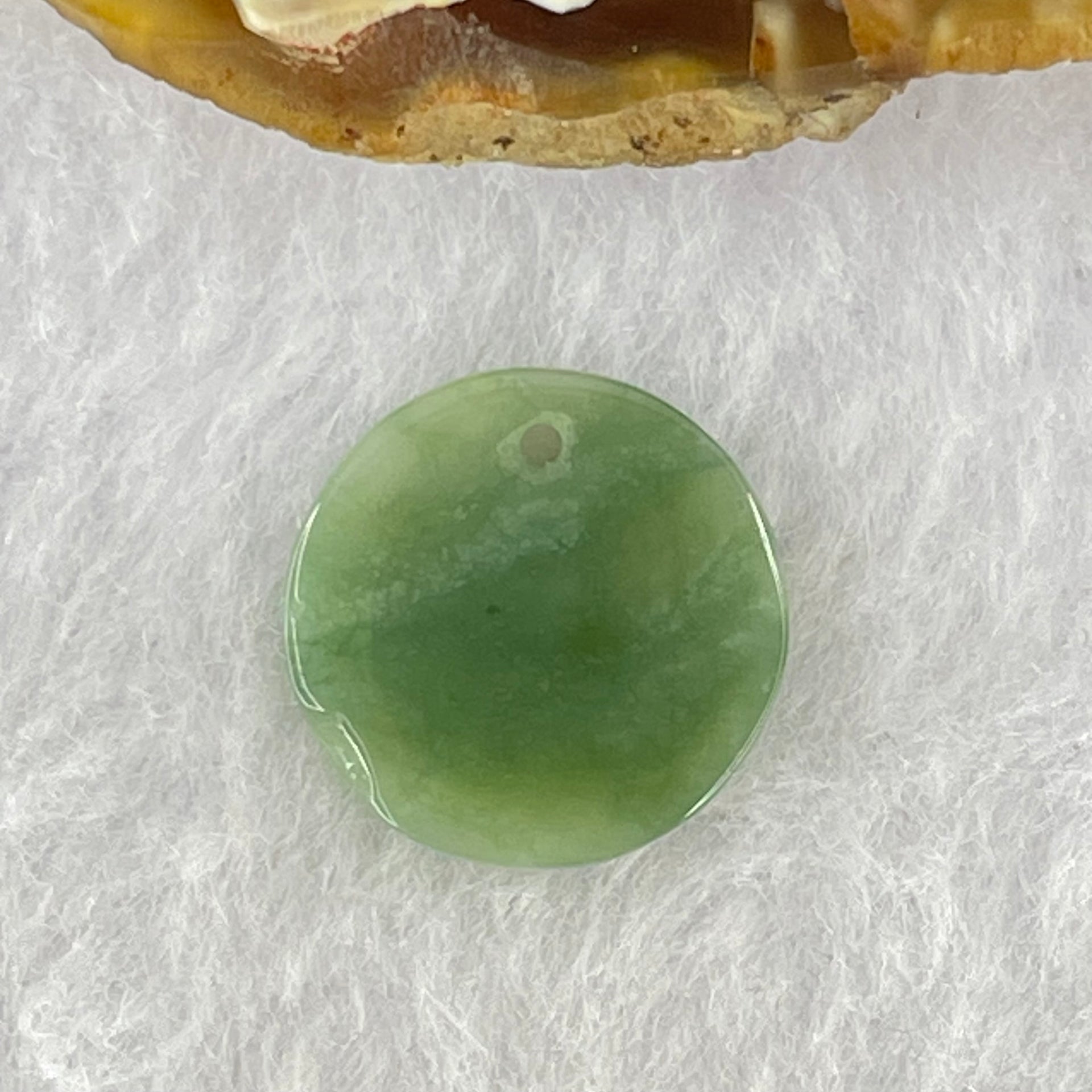 Type A Blueish Green Jadeite Mini Round Wu Shi Pai Pendant 1.44g 15.4 by 2.5mm - Huangs Jadeite and Jewelry Pte Ltd