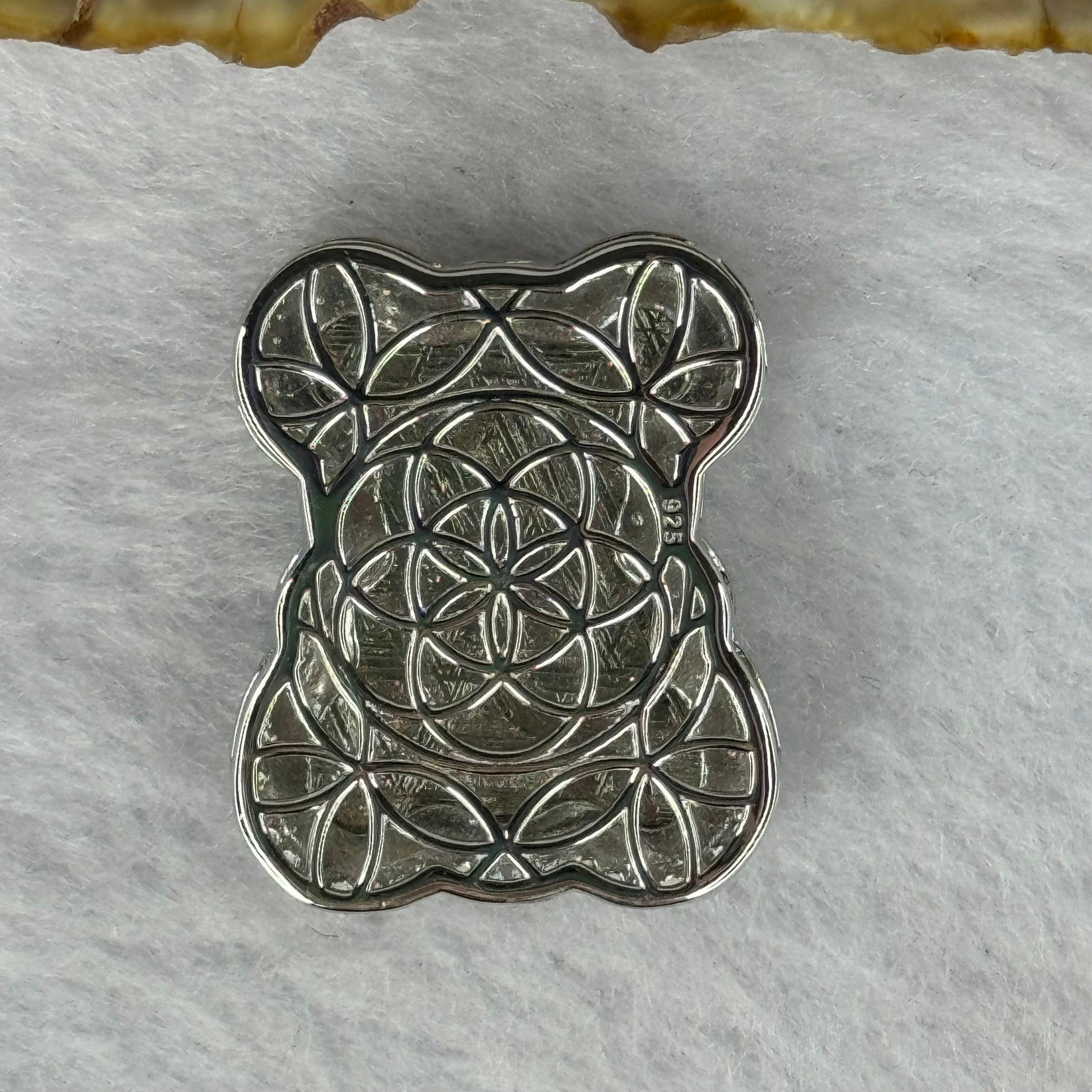 Natural Meteorite Bear Charm in S925 Silver with Crystals For Necklace / Bracelet (Sliver Color) 7.54g 26.2 by 21.4 by 8.5mm - Huangs Jadeite and Jewelry Pte Ltd