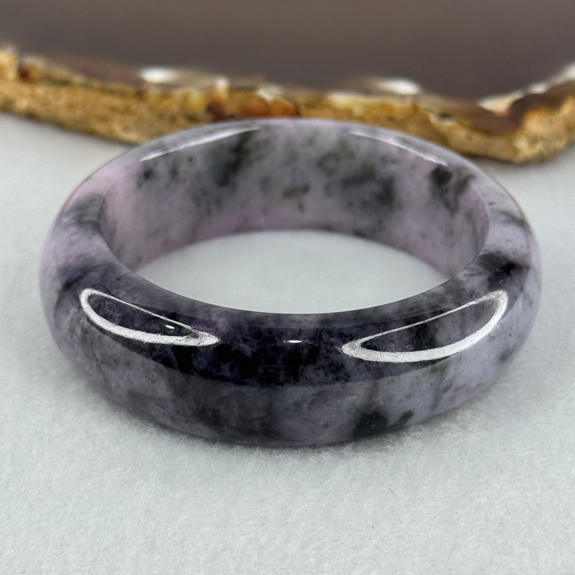 Baby Kids Type A Lavender with Wuji Black Grey Patches Jadeite Bangle Internal Diameter 42.2mm 46.05g 15.2 by 7.7mm (Close to Perfect) - Huangs Jadeite and Jewelry Pte Ltd