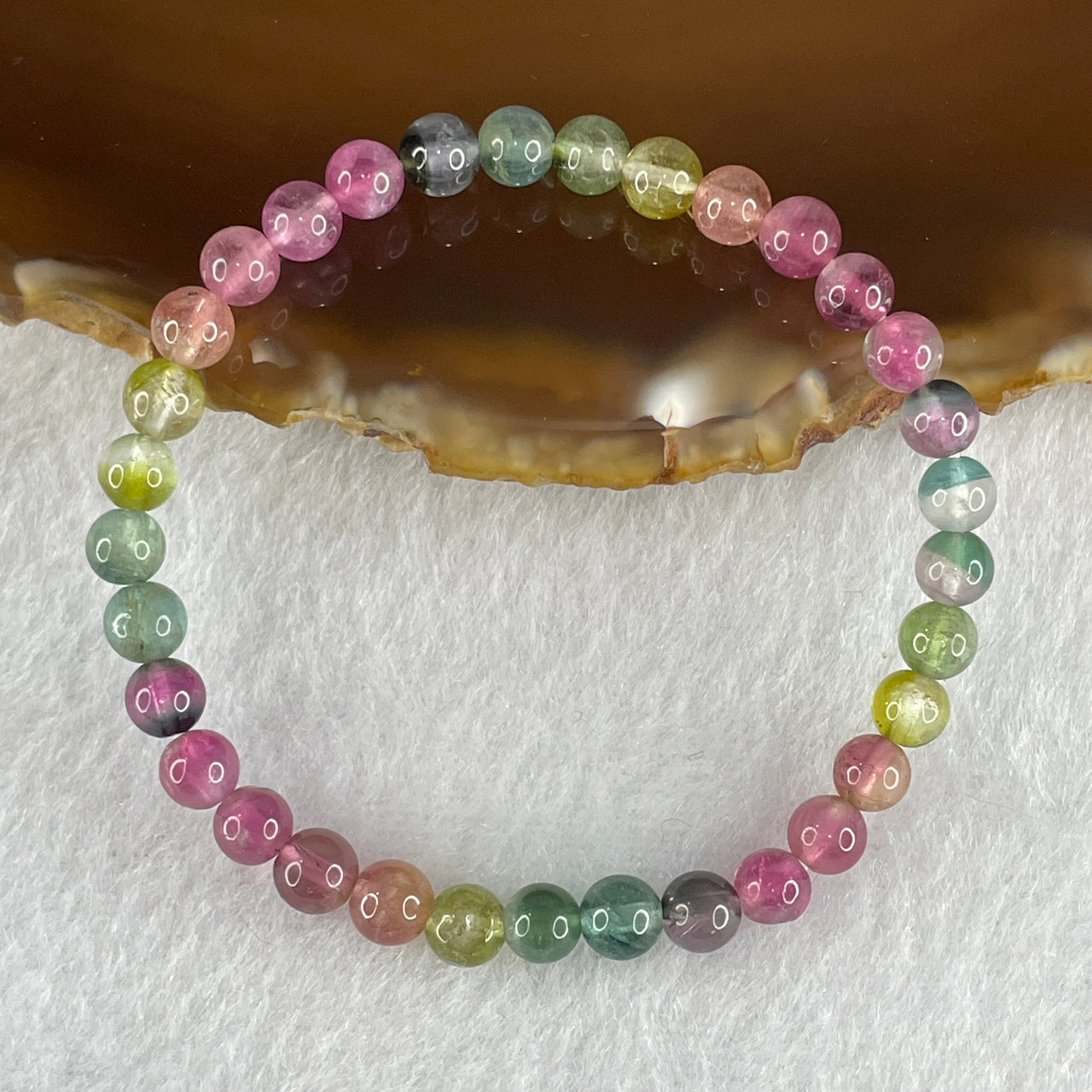 Good Grade Natural Tourmaline Crystal Beads Bracelet 6.48g 13.5cm 5.2mm 33Beads