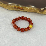 Natural Red Agate Bead Ring 2.40g US 9.5 / HK 21 4.8mm 15 Beads - Huangs Jadeite and Jewelry Pte Ltd