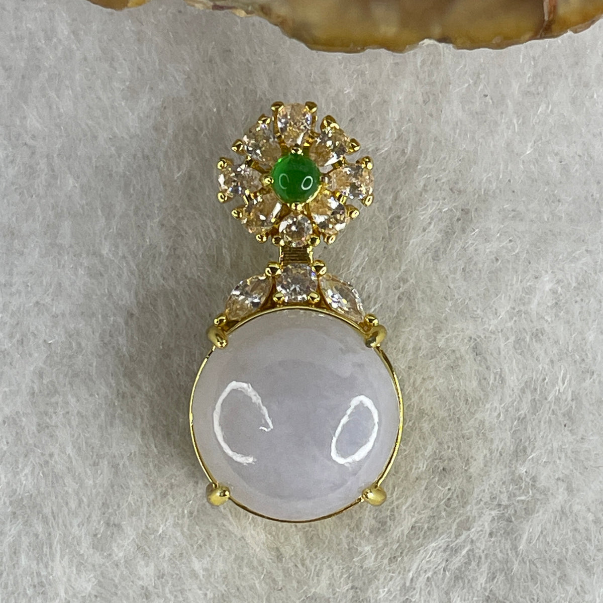 Natural Type A Lavender Jadeite Cabochon Pendant in Gold-Colored S925 Silver | (4.80g | 12.2 x 5.0mm | Noble Elegance & Abundance Anchor, Feng Shui Prosperity Pendant) - Huangs Jadeite and Jewelry Pte Ltd