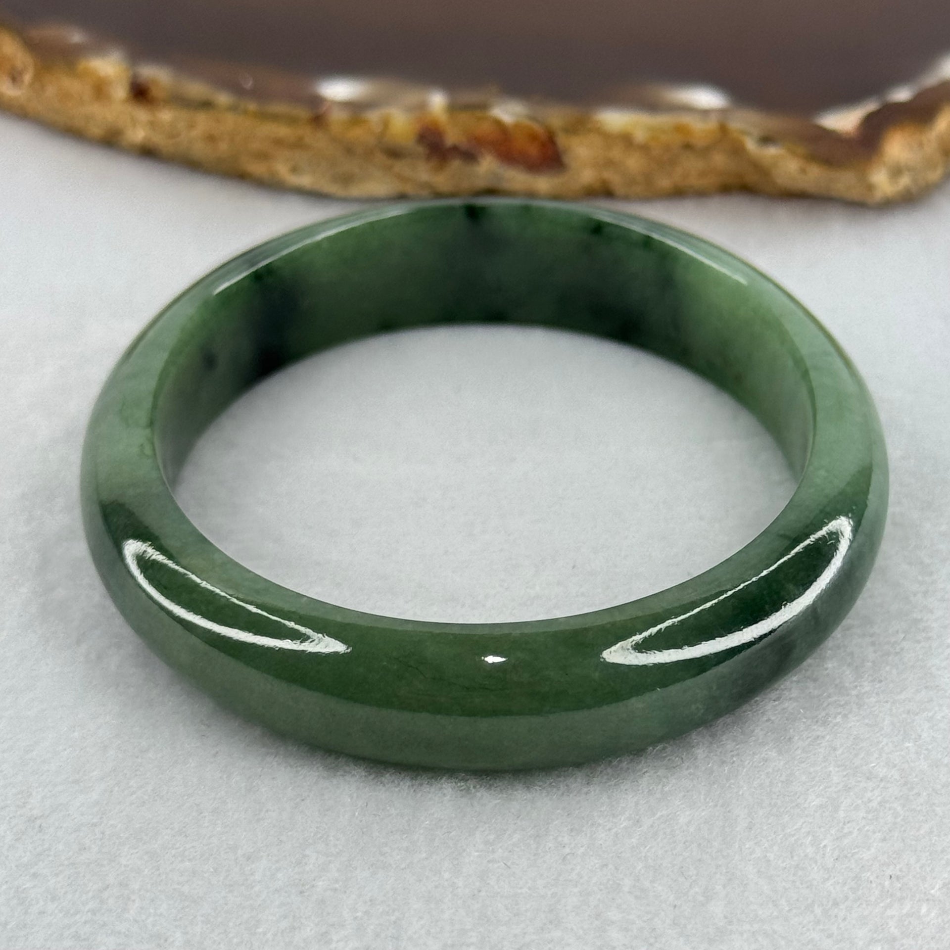 Type A Green Jadeite Oval Bangle Internal Diameter 57.7mm 36.44g 11.6 by 7.0mm (Slight Internal Lines) - Huangs Jadeite and Jewelry Pte Ltd
