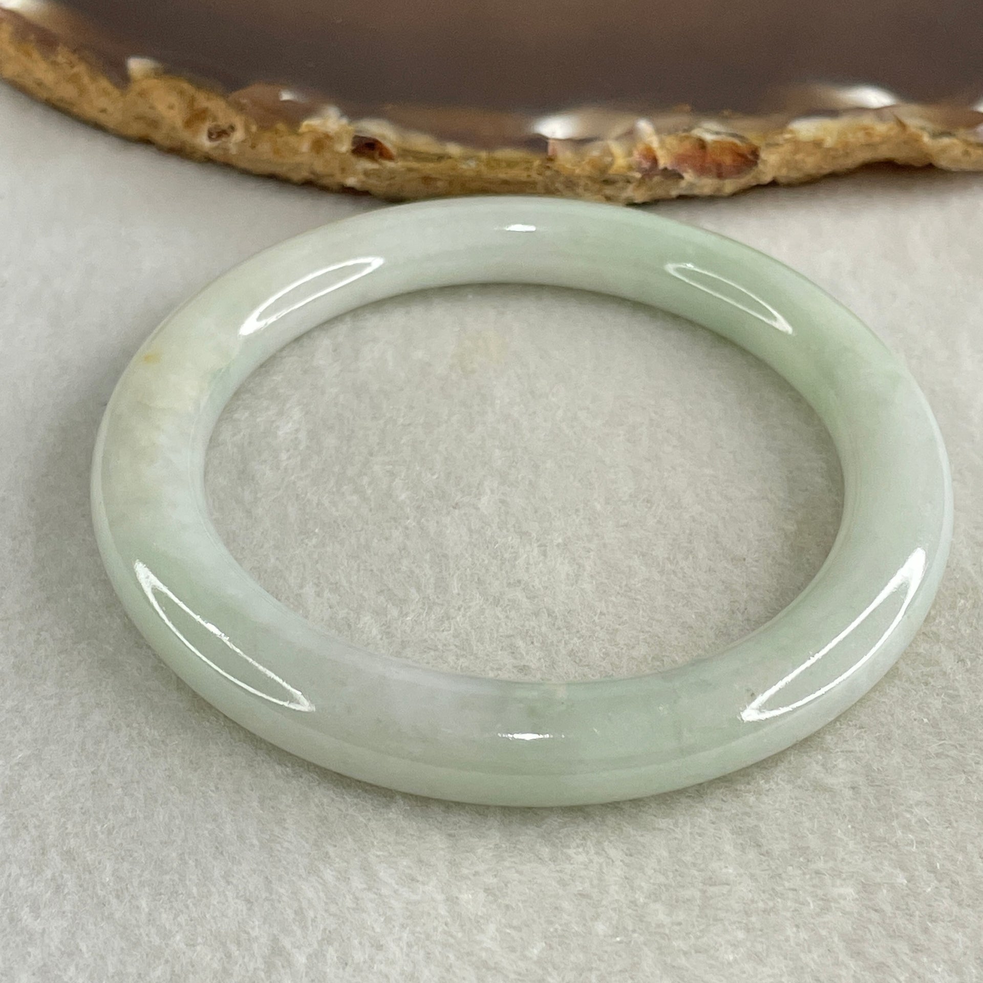 Type A Light Green Jadeite Bangle Internal Diameter 55.3mm 41.257g 8.5 by 8.9mm (External Line) - Huangs Jadeite and Jewelry Pte Ltd