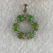 Type A Green Jadeite Cabochon in S925 Sliver Necklace 2.92g 3.9 by 1.5mm 6pcs - Huangs Jadeite and Jewelry Pte Ltd