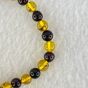 Natural Blood Red and Yellow Amber Beads Bracelet 3.66g 14.5cm 6.4mm 28 Beads - Huangs Jadeite and Jewelry Pte Ltd