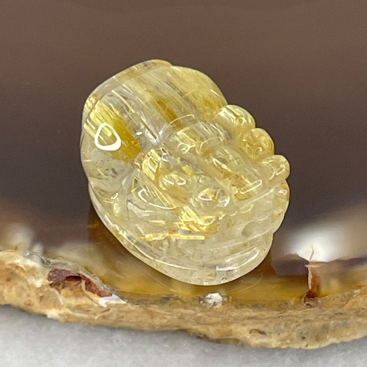 Good Grade Natural Golden Rutilated Quartz Pixiu Charm Pendant  | Wealth-Attracting Carving (3.56g | 16.2mm × 11.7mm × 9.9mm)