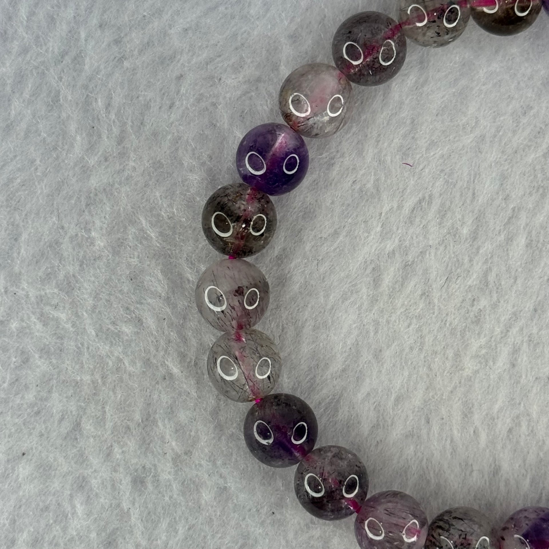 Natural Super 7 Beads Bracelet 19.26g 17cm 8.3mm 25 Beads - Huangs Jadeite and Jewelry Pte Ltd