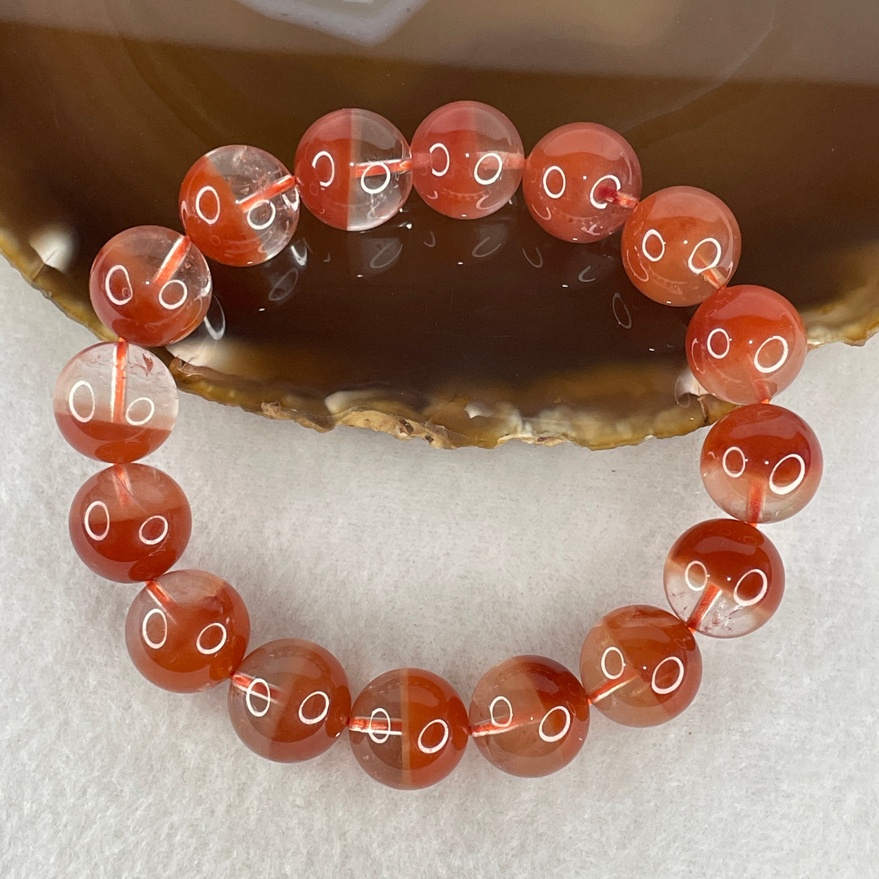 Certified Rare Natural Red Rabbit Hair Quartz Wealth Pot Beads Bracelet | 13.8mm Red Rutilated (56.604g | 17cm Wrist Sizing | 16 Beads)