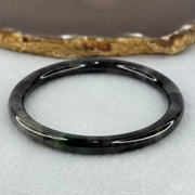 Type A Wuji Black Grey with Green Patch Jadeite Bangle Internal Diameter 55.5mm 40.98g 6.4 by 6.5mm (Internal Lines) - Huangs Jadeite and Jewelry Pte Ltd