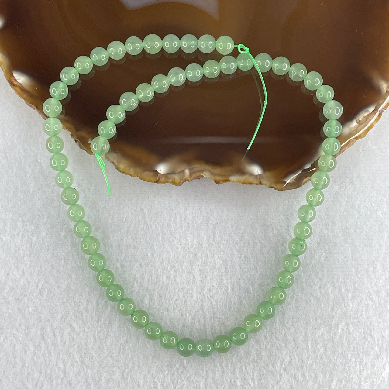 6.5mm Natural Green Aventurine Loose Beads Strand | Grade-A Fuchsite-Quartz Crystal Beads for Bespoke Bracelets & Necklaces (61 Beads | 38cm Strand | 21.51g)