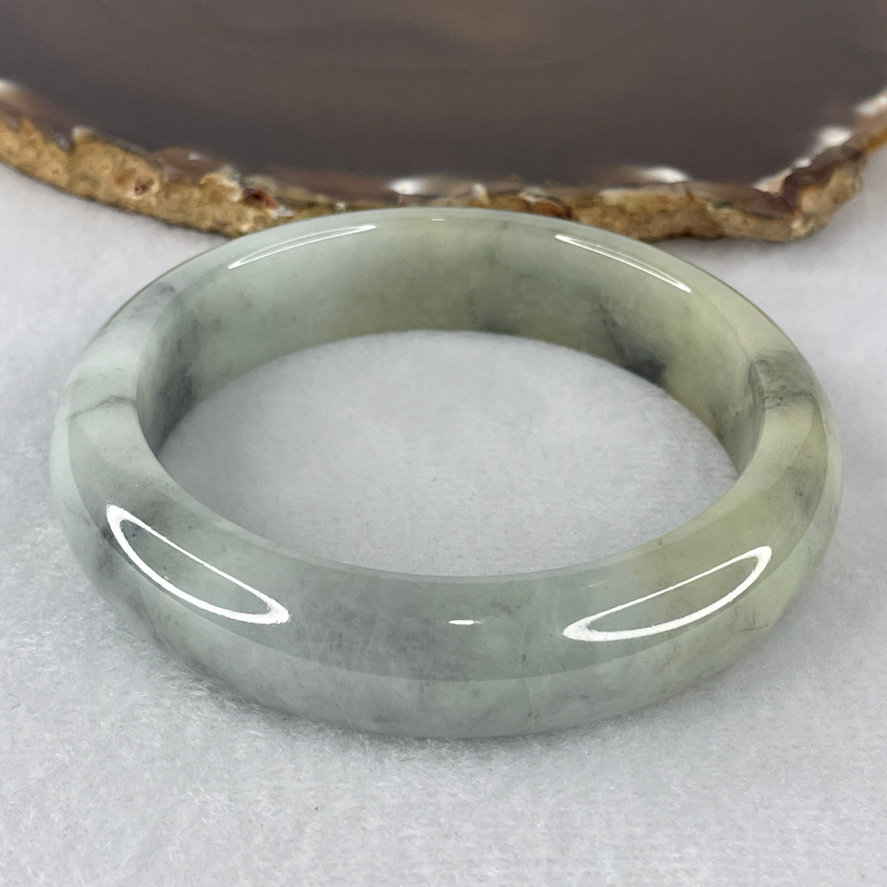 Certified Natural Type A Multi-Color Faint Lavender, Yellowish & Wuji Grey Jadeite Bangle |Very Slight Internal Line | Monumental Myanmar Feicui Supreme Protection & Wealth Lock Armor Bangle (81.96g 15.3x9.2mm | 61.3mm Inner Diameter)